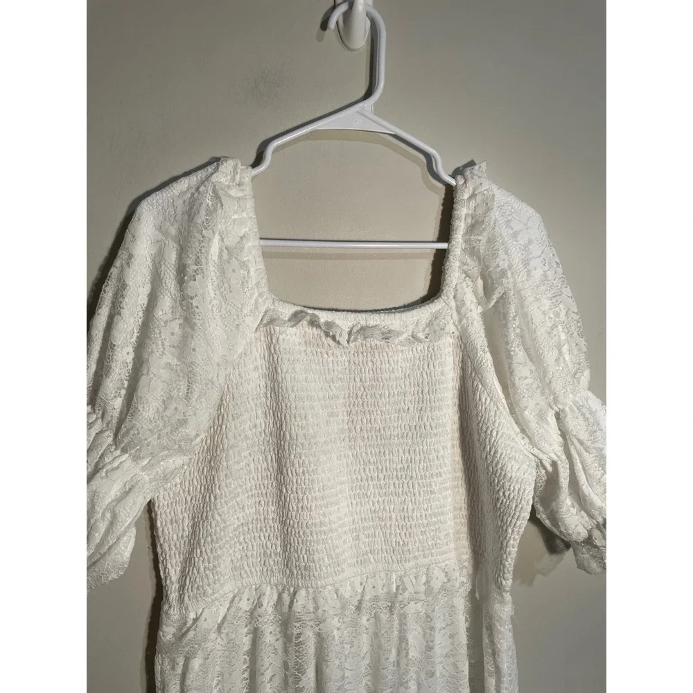 Ivy City Co Francie White Lace Midi Dress Romantic Cottagecore Bridal Boho XL - Picture 3 of 11